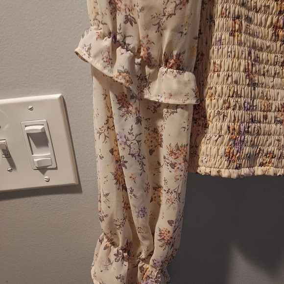 NWT Wild Fable Smocked Light Pink Floral Puff Sleeve Crop Top in Size XL - Picture 8 of 11